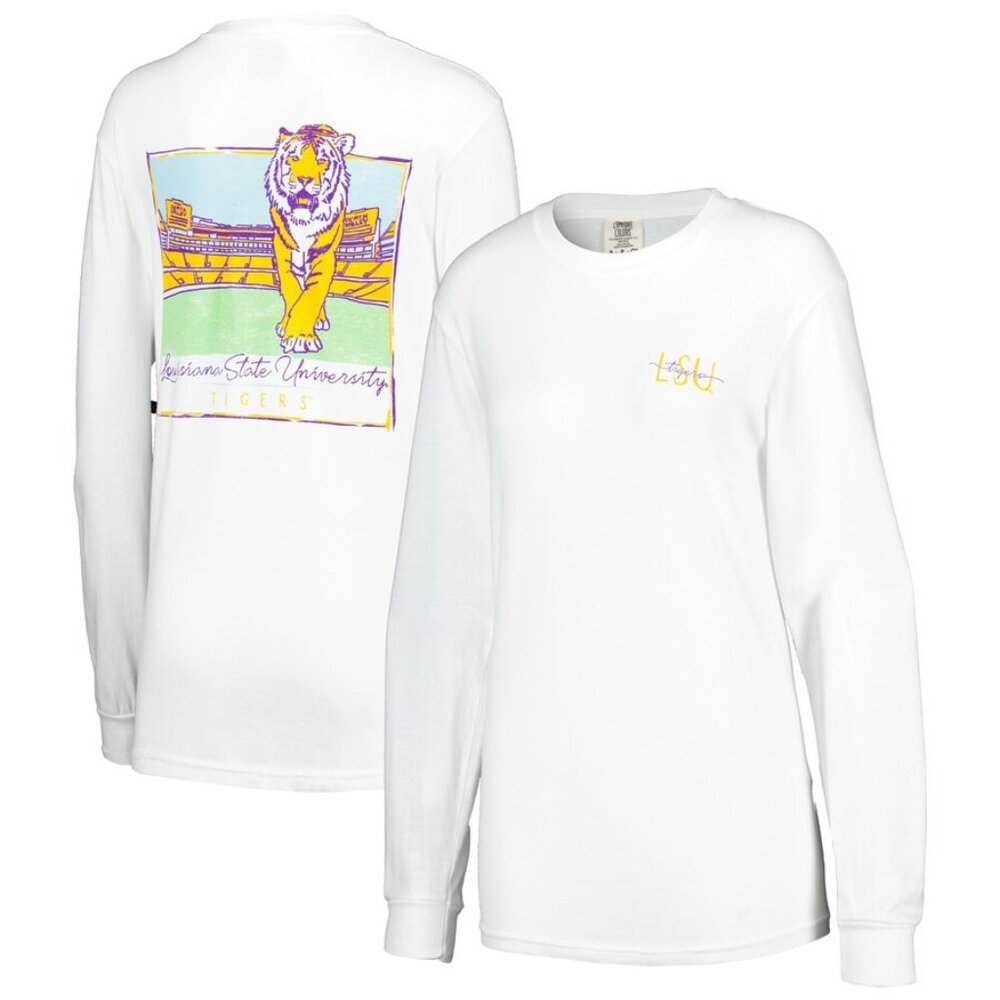Comfort Colors LSU Tigers Hand-Drawn Stadium Oversized Tee NWT Large